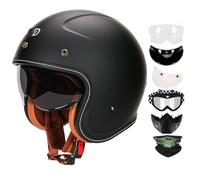 Casque De Moto RéTro Allemand, Casque De Moto RéTro pour Hommes Et Femmes, Design RéTro Classique 3/4 RéVéLant Le Visage, Certifié Ece J,XXXL