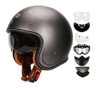 Casque De Moto RéTro Allemand, Casque De Moto RéTro pour Hommes Et Femmes, Design RéTro Classique 3/4 RéVéLant Le Visage, Certifié Ece C,XXXL
