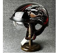 Casque de Moto Rétro avec Lentilles pour Adulte,Demi-Coque,Jet,Ouvert,Scooter,Cruiser,Chopper,2023- Flying Wolf L