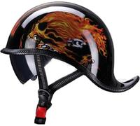 Casque De Moto Rétro Demi-Coque avec Casquette De Baseball, Casque De Moto, Scooter, Cool, Style Allemand, Homologué ECE pour Hommes Et Femmes E,L59-60CM