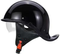 Casque De Moto Rétro Demi-Coque avec Casquette De Baseball, Casque De Moto, Scooter, Cool, Style Allemand, Homologué ECE pour Hommes Et Femmes B,L59-60CM
