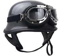 Casque de moto rétro demi-visage en cuir allemand fait main, boucle à dégagement rapide, casques et lunettes de moto vintage pour adultes hommes et femmes - Approuvé par le DOT A3,XL/(61~62cm)