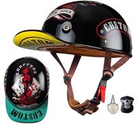 Casque De Moto Rétro Dot/ECE Homologué Demi-Casque, Casquette De Baseball Confortable Et Respirante, pour Scooter Cyclomoteur Hommes Et Femmes Street Cruiser Jet Style Casque 8,M