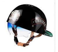Casque de Moto rétro ECE Homologué Demi-Casque, Casquette de Baseball Confortable et Respirante, pour Scooter cyclomoteur Hommes et Femmes Street Cruiser Jet Style Casque
