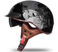 Casque de Moto Retro Open Face,Casque de Moto à Visage Ouvert de Pare-soleil Avec Casquette de Moto Pour Croiseur de Scooter de Cyclomoteur Mofa Crash,ECE/DOT Homologué J,XXL