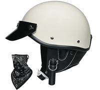 Casque de Moto rétro pour cyclomoteurs, Demi-Casque, Scooter, cyclomoteur, Casque à Jet avec Boucle réglable à dégagement Rapide et écran Facial + Lunettes, adapté pour Moto, Scooter