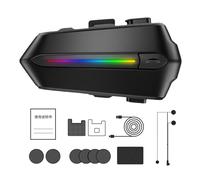 Casque de moto sans fil - 96 x 45 x 67 mm, interphone 5.3, casque à réduction du bruit, microphone doux/dur étanche IPX6 pour casques complets ou demi-visages, 48 heures de lecture