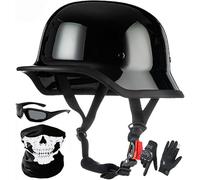 Casque De Moto Style Allemand, Demi-Casque Adulte Homologué DOT, Casque Cool Pour Moto, Cruiser Et Scooter A6,XL/(61~62cm)