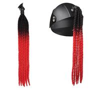 Casque de moto tresses dégradées avec ventouse - Queue de cheval Pigtails Braids Postiches Décoration de style punk