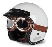 Casque De Moto Vintage avec Lunettes, Homologué ECE, Demi-Casque Style RéTro 3/4 Moto, Casques Vintage à Face Ouverte, Doublure IntéRieure Amovible B03, XXL:63-64CM