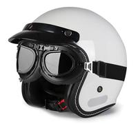 Casque De Moto Vintage avec Lunettes, Homologué ECE, Demi-Casque Style RéTro 3/4 Moto, Casques Vintage à Face Ouverte, Doublure IntéRieure Amovible B01,M:57-58CM