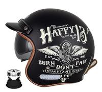 Casque de Moto Vintage, Demi-Casque avec visière Solaire, Casque Melon avec Lunettes, certifié Dot/ECE, adapté aux Motos, vélos, Scooters et Adultes. I,XL