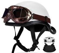 Casque de Moto Vintage Demi-Casque Bol Portable, Casque Demi-Queue d'hirondelle certifié ECE avec visière Amovible pour Hommes et Femmes Motards Cruiser Scooter Voyage A,M