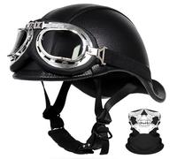 Casque de Moto Vintage Demi-Casque Bol Portable, Casque Demi-Queue d'hirondelle certifié ECE avec visière Amovible pour Hommes et Femmes Motards Cruiser Scooter Voyage E,L