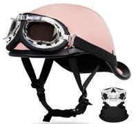 Casque de Moto Vintage Demi-Casque Bol Portable, Casque Demi-Queue d'hirondelle certifié ECE avec visière Amovible pour Hommes et Femmes Motards Cruiser Scooter Voyage D,XL