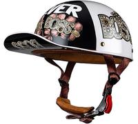 Casque De Moto Vintage pour Homme Et Femme - Casque Jet De Protection pour Scooter Et Moto avec Visière Casque Mobylette Homologués Dot/ECE pour Vélos Électriques 4,M