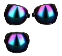Casque de Moto Vintage, visière à Bulles, Lunettes de Soleil, Accessoires adaptés à Tous Les Visages Ouverts rétro Vintage(L1-Rainbow)