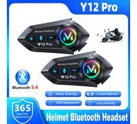 Casque de moto Y12 Pro avec interphone Bluetooth, distance 500 m, assistant vocal, mixage multi-scènes, partage de musique, étanche IP56 2PCS Soft Mic