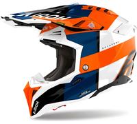 Casque de motocross Airoh Aviator 3 Monarch, blanc/bleu/orange, XS (53/54)