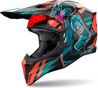 Casque de motocross Airoh Wraaap Cyber, orange/bleu, 2XL (63)