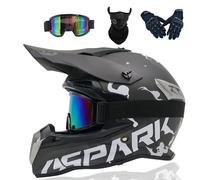 Casque De Motocross Avec Lunettes UV Masque Gants Casque De VTT Certifié DOT/ECE Casque De Moto Intégral Dirt Bike Offroad Casque Cruiser Chopper Casque De Cyclomoteur Pour Homme Femme,Color/H-XXL