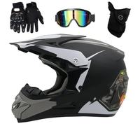 Casque de Motocross IntéGral, Avec Lunettes, Gants, Masque, éQuipement de Protection Pour Jeunes Enfants, VTT, BMX, Quad, Dirt Bike(Black ghost head,M(54-55cm))