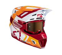 Casque De Motocross LEATT Moto 7.5 Ruby Blanc Rouge Orange Avec Masque 4.5