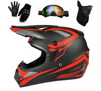 Casque de Motocross Pour Enfants GarçOns Et Filles de 5 à 14 Ans, Homologué DOT, Avec Lunettes, Gants Et Masque, Compatible Avec Quad, Bmx Et Vtt de Descente(BBB,M(54-55cm))