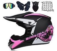 Casque de motocross pour enfants, intégral pour adulte, avec lunettes, masque, gants, filet, homologué ECE/DOT pour BMX, VTT, quad, bike, enduro ATV
