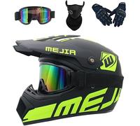 Casque De Motocross pour Enfants, Jeune Adulte électrique Dirt Bike Ensemble De Casque De Moto Intégral pour Garçons Filles Quad Bikes BMX Bicycle MTB ATV Offroad DH Helmet, Black, M(54-55cm)