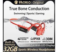 Casque de musique étanche IPX8 True Bluetooth 5.4, conduction Sophia, téléphone, lecteur MP3, sauna, natation, plongée, sports d'été, cyclisme, 32 Go S10 WarmWhite