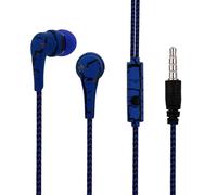 Casque de musique filaire portable 3,5 mm Super Bass Crack écouteurs intra-auriculaires avec micro pour IPhone Xiaomi Samsung,Bleu
