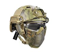 Casque de Paintball PJ Airsoft Rapide avec Protection Auditive Pliable, Demi-Masque en Maille d'acier et Ensemble de Lunettes Fast Casque