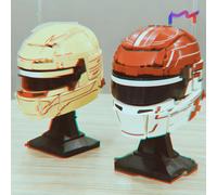 Casque de pilote de course Charles Leclerc, casque Lewis, modèle de blocs de construction, jouet, ornement, cadeaux d'anniversaire, nouvelle collection 2026 White-Red Helmet