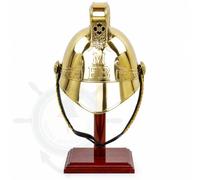 Casque de pompier British Fire Chief Victorian Era en laiton authentique avec support en palissandre : costume exquis et accessoires d'armure par Nagina International