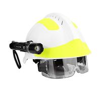 Casque de Pompier, Casques de sécurité de Sauvetage Professionnels Casque de Protection Anti-Incendie pour Pompier avec Lampe Frontale pour Mineur, Navire, travailleur du pétrole, Blanc