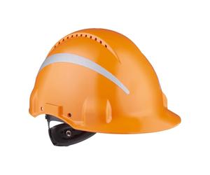 Casque de protection 3M G3000 avec indicateur d'UV, orange, ABS, ventilé Fermeture à cliquet, bande de transpiration en plastique, autocollant réfléchissant x20 morceau