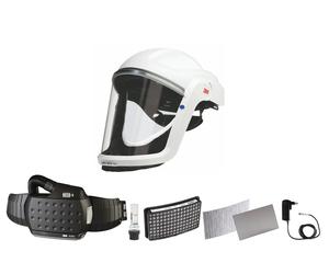 Casque de protection 3M Speedglas Versaflo M207 avec joint facial difficilement inflammable avec protection respiratoire à ventilation assistée Adflo avec tuyau d'air QRS, adaptateur, débitmètre d'air