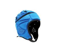 Casque de protection à coque souple 7 V 7 - Casque de rugby rembourré réglable - Casque de gardien de but de football - Drapeau de rugby - Bleu - Taille L