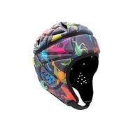 Casque de protection à coque souple 7 V 7 - Casque de rugby rembourré réglable - Casque de gardien de but de football - Drapeau de rugby - Dinosaure - Taille L