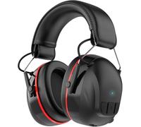 Casque de protection auditive Bluetooth 5.4 avec batterie rechargeable de 1200 mAh, 120 heures d'autonomie, 30 dB SNR, cache-oreilles avec réduction du bruit pour tondre, travail du bois et