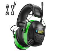 Casque de protection auditive radio AM/FM 2025 avec écran numérique rétroéclairé, temps de fonctionnement de 120 heures, protection auditive rechargeable, réduction du bruit de 30 dB pour tonte
