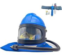 Casque de sablage purificateur d'air alimenté avec contrôle de la température et cape d'épaule amovible, lentille anti-buée large vue pour homme et femme, taille universelle