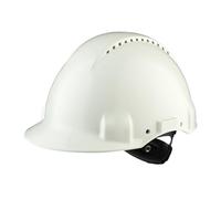 Casque de sécurité 3M™ G3000 blanc, ventilé, avec harnais à crémaillère et basane synthétique
