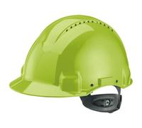 Casque de sécurité 3M™ G3000 vert fluo, ventilé, avec harnais à crémaillère et basane synthétique