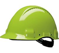 Casque de sécurité 3M™ G3000 vert fluo, ventilé, avec harnais standard et basane cuir