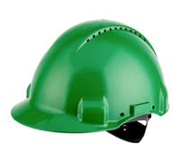 Casque de sécurité 3M™ G3000 vert, ventilé, avec harnais à crémaillère et basane synthétique