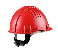 Casque de sécurité 3M G3501 haute température, non ventilé, harnais crémaillère, basane cuir, rouge