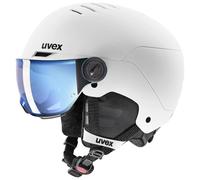 Casque de ski à visière UVEX ROCKET JUNIOR VISOR (WHITE BLACK MAT - S2 MIRROR BLUE) Junior 03-51-55