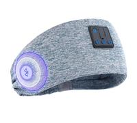 Casque de sommeil Bluetooth 6 en 1 - Bandeau de musique doux sans fil, résistant à la transpiration, avec écouteurs et micro pour le sommeil, la gym, le yoga et les voyages (bleu électrique cationique